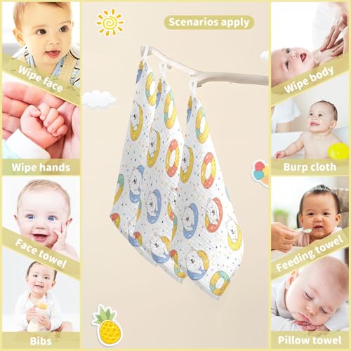 Image of vvfelixl Baby Muslin Washcloths Kawaii Samoyed Swim Baby Burp Cloths Cotton Babys Face Towel for Newborn Infants Boys Girls Soft and Absorbent 11.8 X 11.8 in, 3 Pack