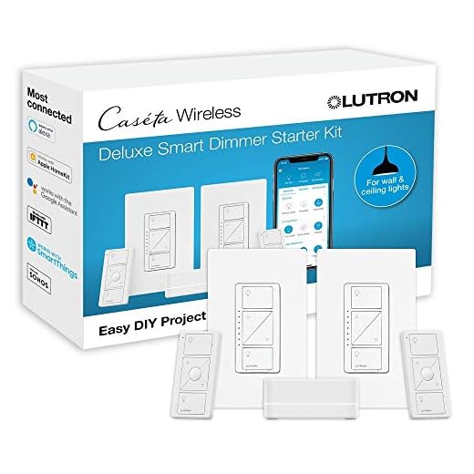Lutron Caséta Deluxe Smart Dimmer Switch (2 Count) Kit with Caséta Smart Hub | Works with Alexa, Apple HomeKit, Ring, Google Assistant | P-BDG-PKG2W-A | White