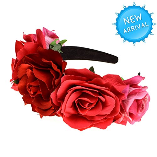 Accesyes B07FKYM5GL Mexican Flower Crown Day Of Dead Hawaiian Boho Headband thumb #1