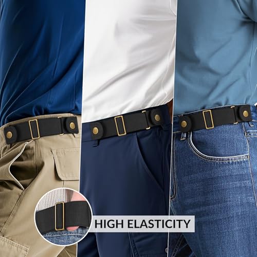 Image of SANSTHS No Buckle Belts for Men Women, Stretch Elastic No Buckle Belt Invisible Buckleless Belt for Jeans
