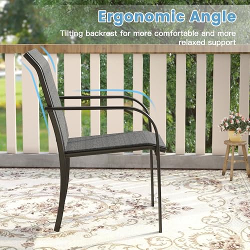 Image of DIFY Patio Dining Chairs Set of 6, Stackable Outdoor Metal Chairs for Garden, Porch and Lawn, Grey