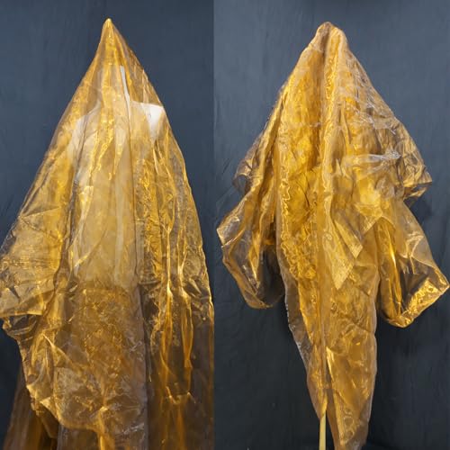 Two-Tone Iridescent Holographic Organza Fabric - 5.5 Yards | Lightweight Sheer Gauze Voile Tulle | for Dresses Party Decor DIY Crafts Shiny Backdrops(Dull Gold)