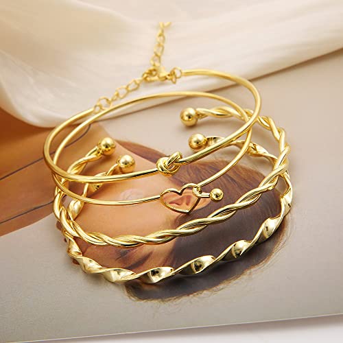 Image of Shining Diva Fashion Stylish Multilayer Gold Plated Bangle Bracelet for Women and Girls