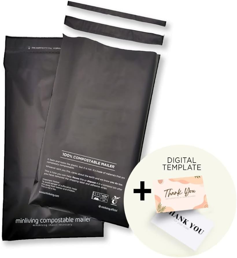 100 Compostable Biodegradable Mailers 6x9 inch (100 Pcs) Poly Mailers, Eco