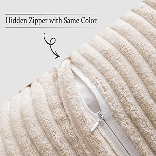 Miulee 2P_BBPJ_CORDUROY_18IN_2 Corduroy Pillow Covers With Splicing Set Of 2 Super Soft Boho Striped Pillow Covers Broadside Decorative Textured Christmas Throw Pillows For Couch Cushion Livingroom 18X18 Inch thumb #2