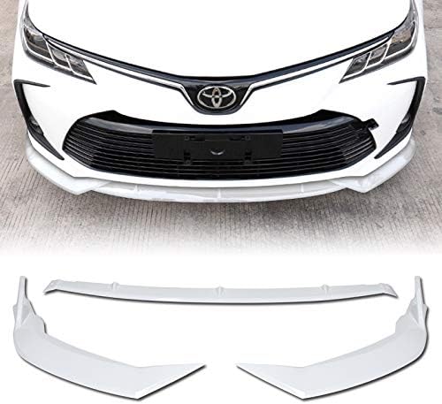 3PCS Front Bumper Lip Kit fit for Compatible with 2020-2021 Toyota Corolla, Sport-Style Splitter Trim Protection Spoiler, Air-Dam-Chin-Diffuser (Painted White)