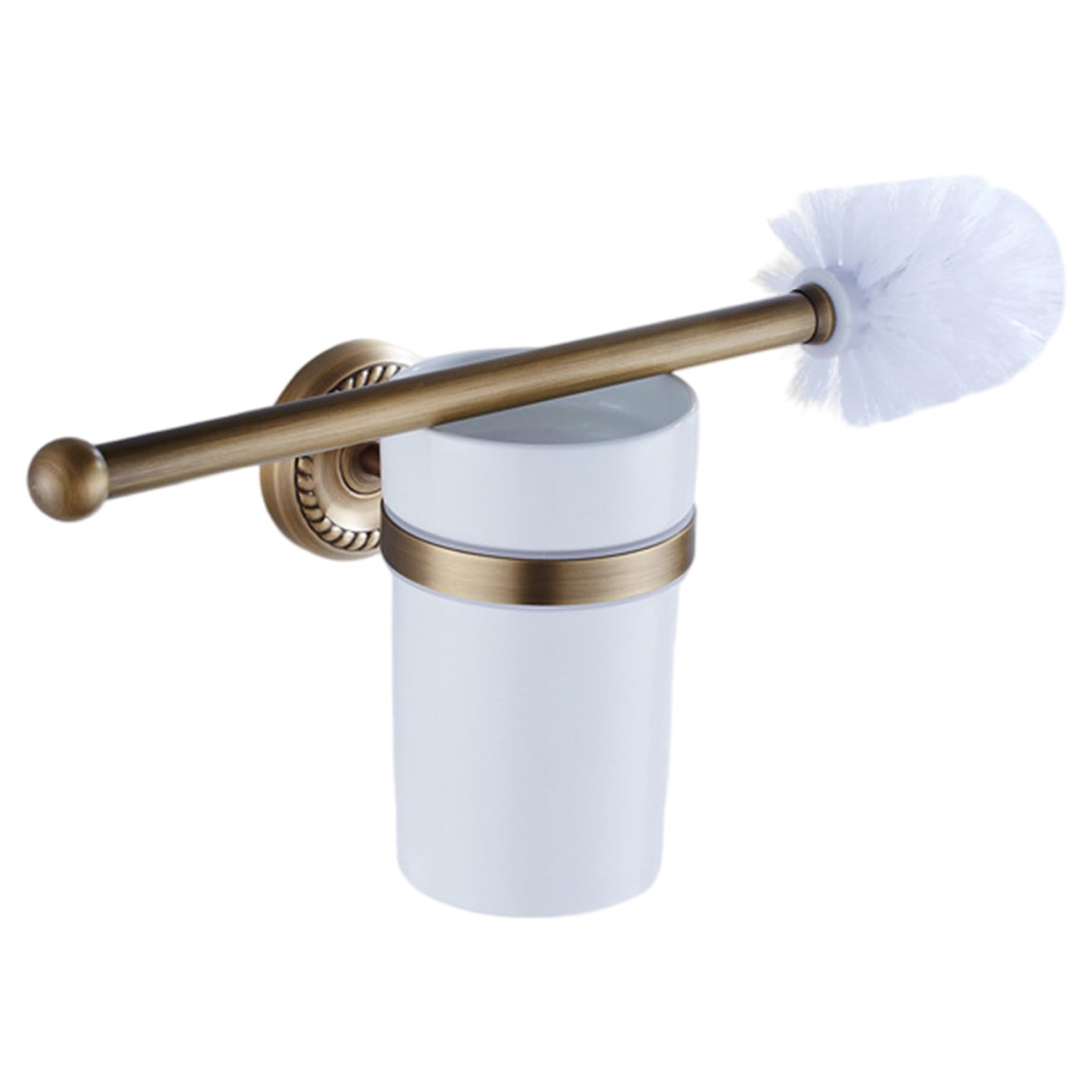 Vinta - Set di scopino per WC in ottone anticato, 37,1 cm, strumenti per la pulizia del bagno, design retrò elegante, accessori da bagno eleganti per soluzioni di pulizia eleganti
