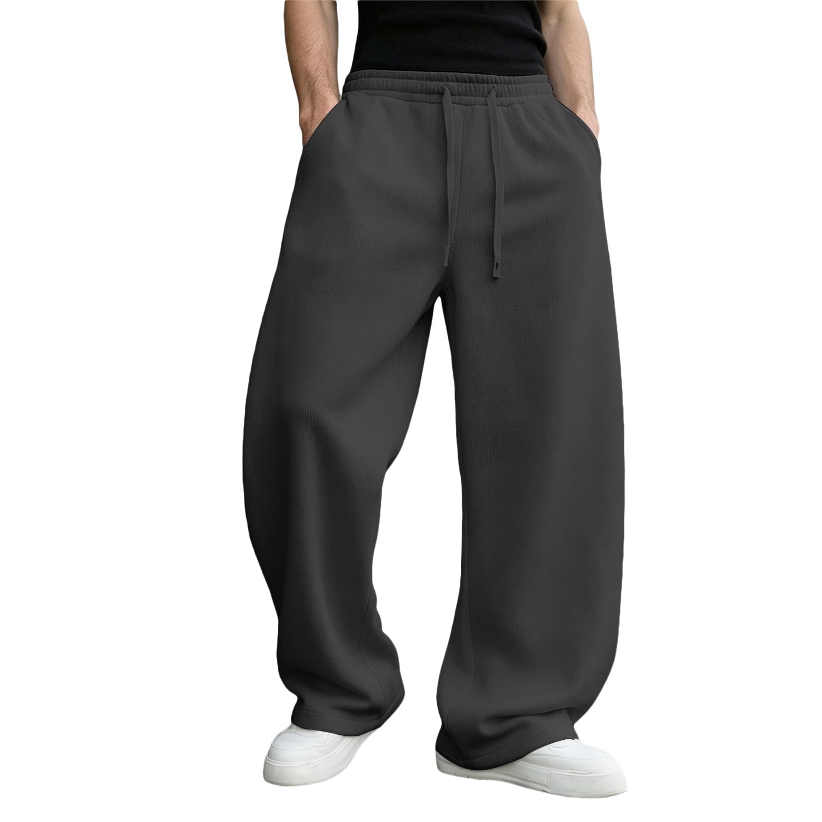 Mens Wide Leg Sweatpants Baggy Straight Workout Jogger with Pocket