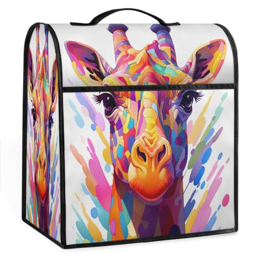 Coffee Maker Cover Colorful Giraffe Animal Kitchen Appliance Covers Small Appliance Covers Blender Cover Juicer Cover Dust Covers for Kitchen Appliances with Top Handle and Pockets,Washable,C663