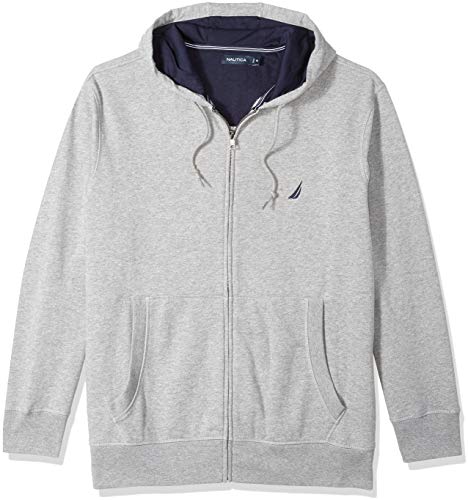 Nautica mens Full-zip Sweater Hoodie Sweatshirt, Stone Grey Heather, X-Large Tall US