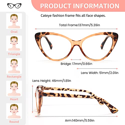 Novivon Reading Glasses For Women 5 Pack, Cat Eye Blue Light Blocking Readers, Vintage Eyeglasses Anti Glare Filter Uv Ray (5 Pairs Mix Colors, 2.5) #TOP1