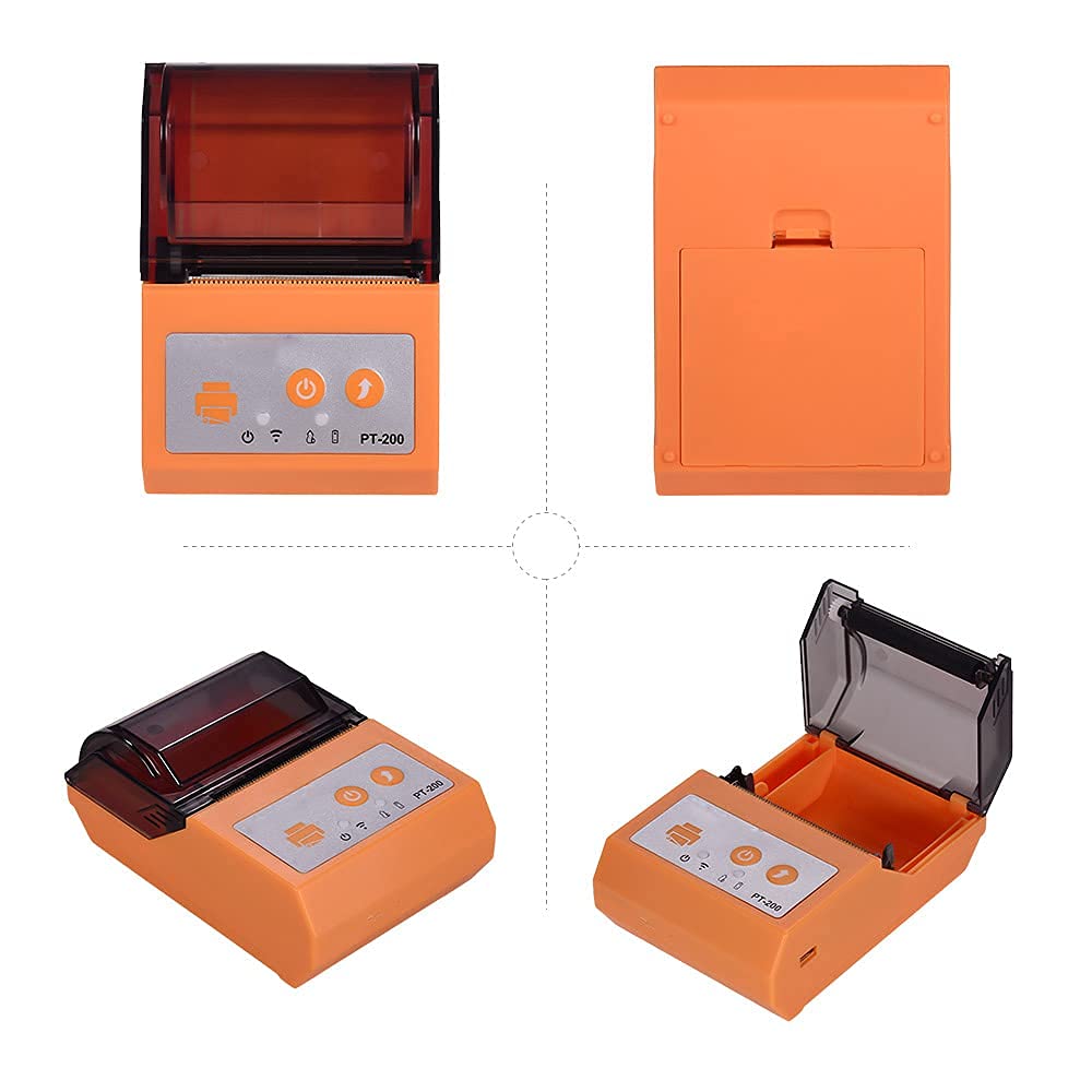 Stampante Termica Portatile da 58 mm, Stampante Compatibile ricevuta BT Wireless comandi Stampa ESC/POS impostati Windows, Arancione