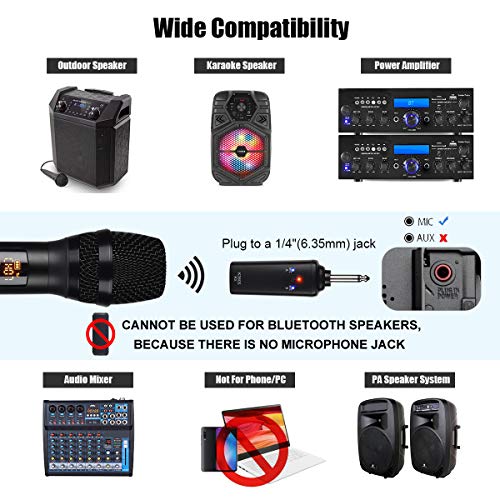 Kithouse K380S Uhf Rechargeable Wireless Microphone Karaoke Microphone Wireless Mic Dual With Receiver System Set - Professional Handheld Dynamic Cordless Microphone For Singing Karaoke Speech Church #TOP1