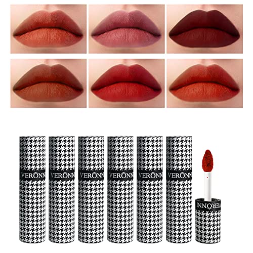 Veronni Matte Velvet Lip Tint, Smooth Soft Lip Mud Waterproof Long Lasting Lip Stain Non-Stick Cup Not Fade Lip Gloss Multipurpose Lip And Cheek Tint Orange Lip Color Lipstick Makeup Cosmetic Set(6 Colors)) #TOP7