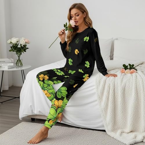 Image of Women's Pajamas Set Soft 2 Piece Loungewear Long Sleeve Pj Set Matching Sleepwear with Pockets for Women Plus Size