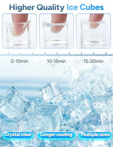 Image of 45Lbs /Day Ice Makers Countertop (Clear Ice Cube Maker) | 24Pcs in 13 Mins,6 Ice Thickness,Self-Priming Water Supply,Self-Cleaning,Harder Clearer Slower Melting Ice Cubes
