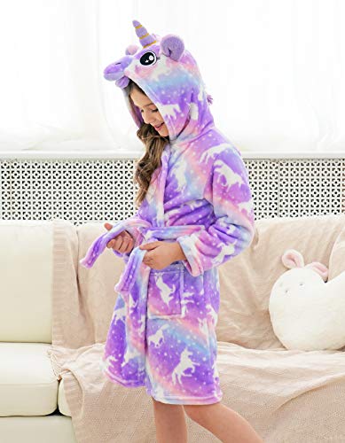 Doctor Unicorn Soft Unicorn Hooded Bathrobe For Girls Gifts (Bright Purple, 6-7 Years) #TOP2