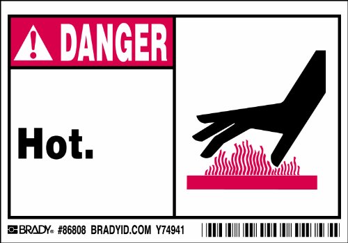 Étiquettes Brady 86808 Hot blanches de 8,9x12,7 cm pour signalisation de sécurité