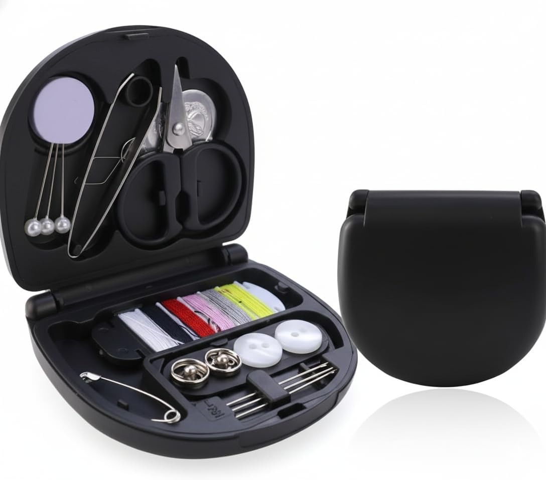 JOYUS 1PC, Portable Mini Sewing Kit with Case – Travel Emergency Stitch Kit with Needles, Threads, Scissors, Buttons & Pins – Compact Hand Sewing Kit for Home, Travel & Office