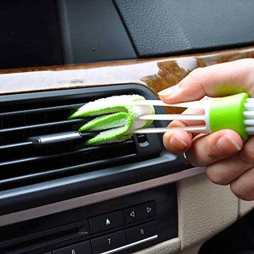 St-Car Brush Multi Function Cleaning Brush for Car Air/Ac Vent - 2 Microfiber Sleeves Blinds Cleaner Tools for Keyboard Window Leaves Blinds Shutter., Plastic Handle
