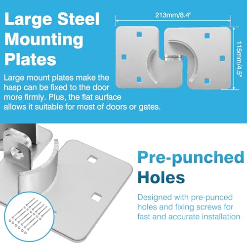 Image of IRONWALLS 2 Packs Hidden Shackle Padlock Hasp Silver, Heavy Duty Puck Lock Holder Mounting Bracket for Round Puck Lock Diameter within 2-7 /8 inch /73mm, Steel Puck Lock Hasps for Trucks, Trailer Door Locks