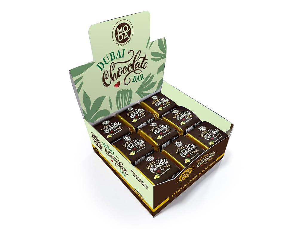 Dubai Chocolate Mini Bars (0.7 oz Each) – Pistachio Cream & Kataifi Filled Milk Chocolate, Viral Dubai Chocolate Bites, Individually Wrapped Gourmet Candy (36)