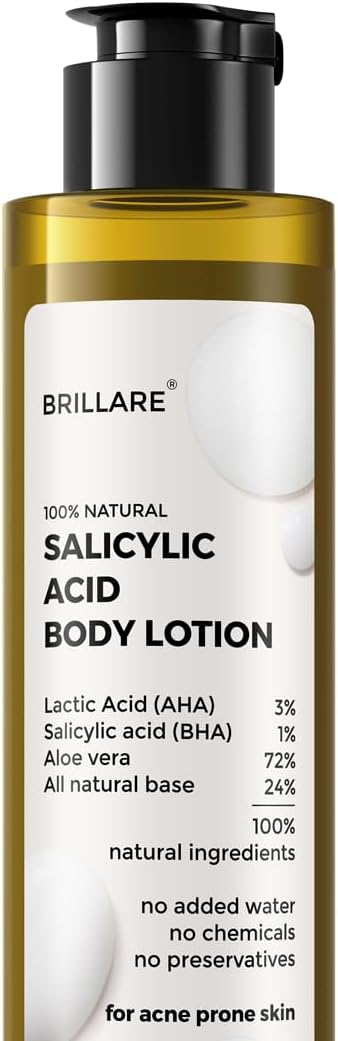 Brillare Salicylic Acid Body Lotion for Clear & Purified Skin | AHA BHA Lotion for Acne Prone Skin | Moisturizer Body Lotion for Dry Skin