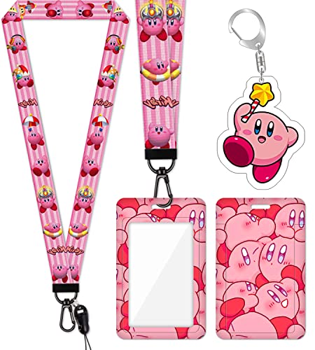Neck Lanyard With Id Badge Holder For Keys Key Chain Card Kawaii Pink Stripe Lanyards For Women Girl Kids Teachers Gs426 #TOP15