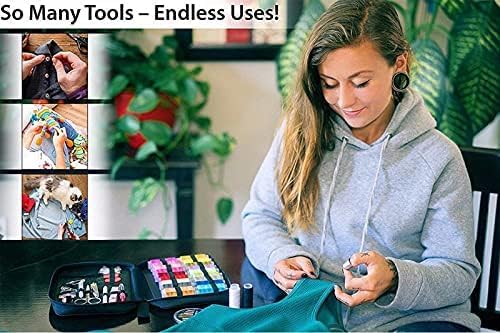 AALFA 97Set Travel Sewing Box Kit Sewing Thread Stitches Knitting Needles Tools Cloth Buttons Craft Scissor Home Organizer