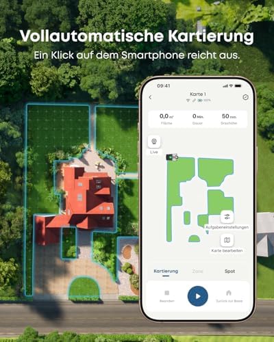 Bild 3 - eufy E15 Mähroboter ohne Begrenzungskabel, Keine Signalausfälle, Kein RTK, TrueVision Technologie, Smart-Navigation, Garten bis 800m², Präzisionsrandschnitt, Hindernisvermeidung, App-Steuerung