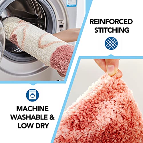 Bathroom Rug, Extra Soft And Shaggy Bath Rug, Ultra Absorbent Microfiber Bathroom Floor Mat, Machine Wash, Bath Mats For Bathroom Non Slip For Tub, Shower, And Bath Room (16"X 24", Beige & Red) #TOP4