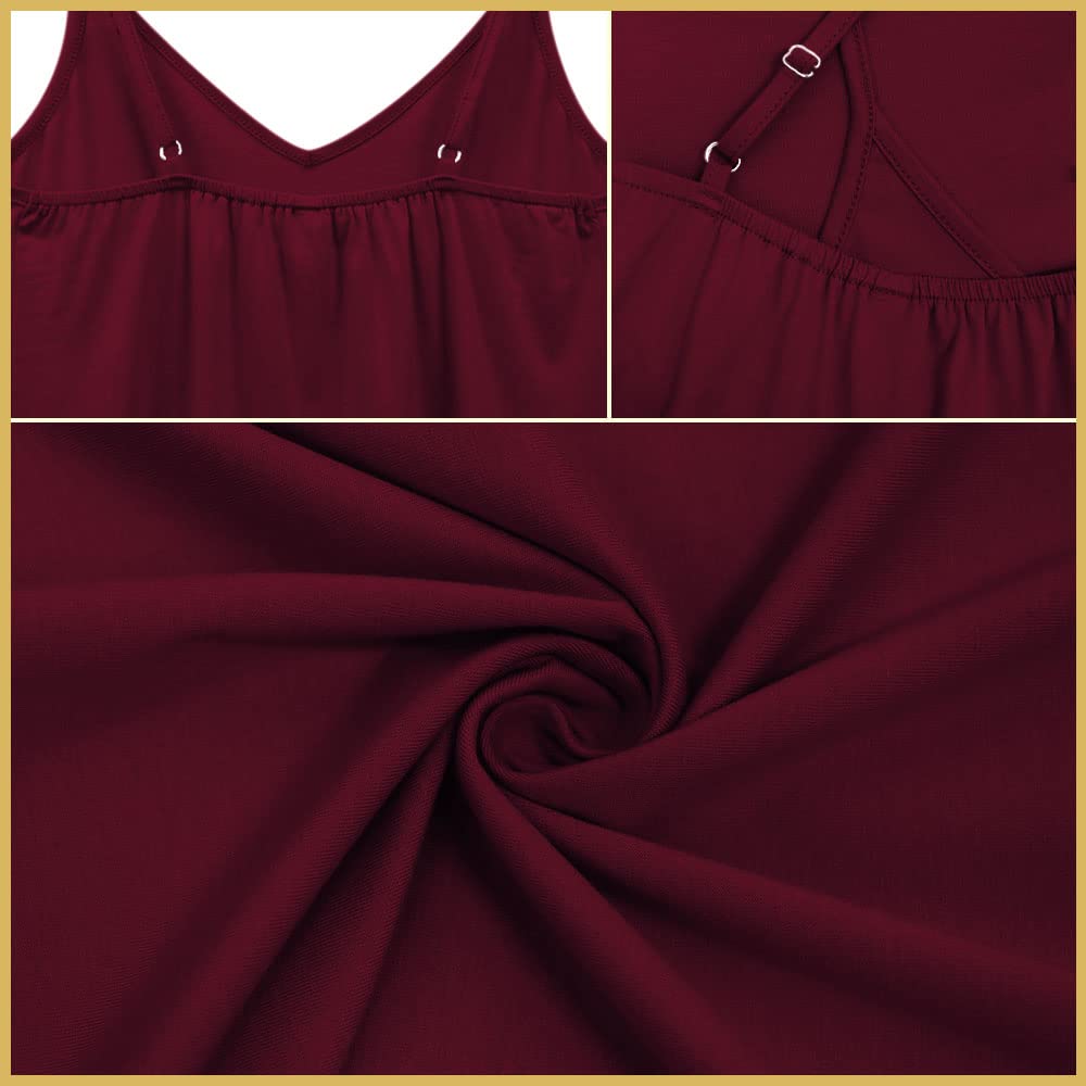 Nonsar Canotta da donna, con spalline sottili e regolabili, top lungo modello basic
