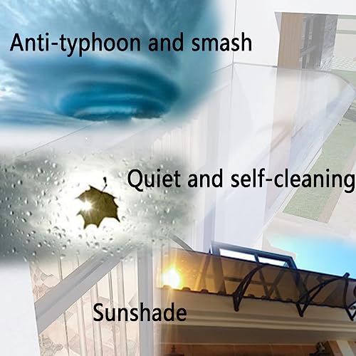 Auvent de porte transparent 50x350cm en polycarbonate résistant - 6