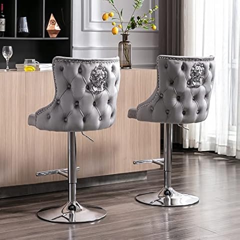 Taburetes Bar Wahson Terciopelo Gris Cover