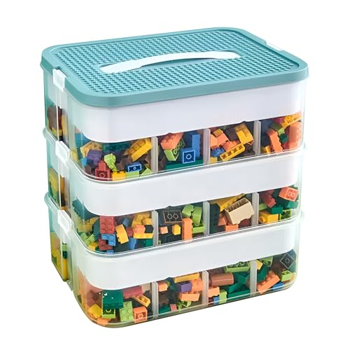 Keyacht Aufbewahrungsbox mit Deckel für Lego Plastik Stapelbar Lego Box...