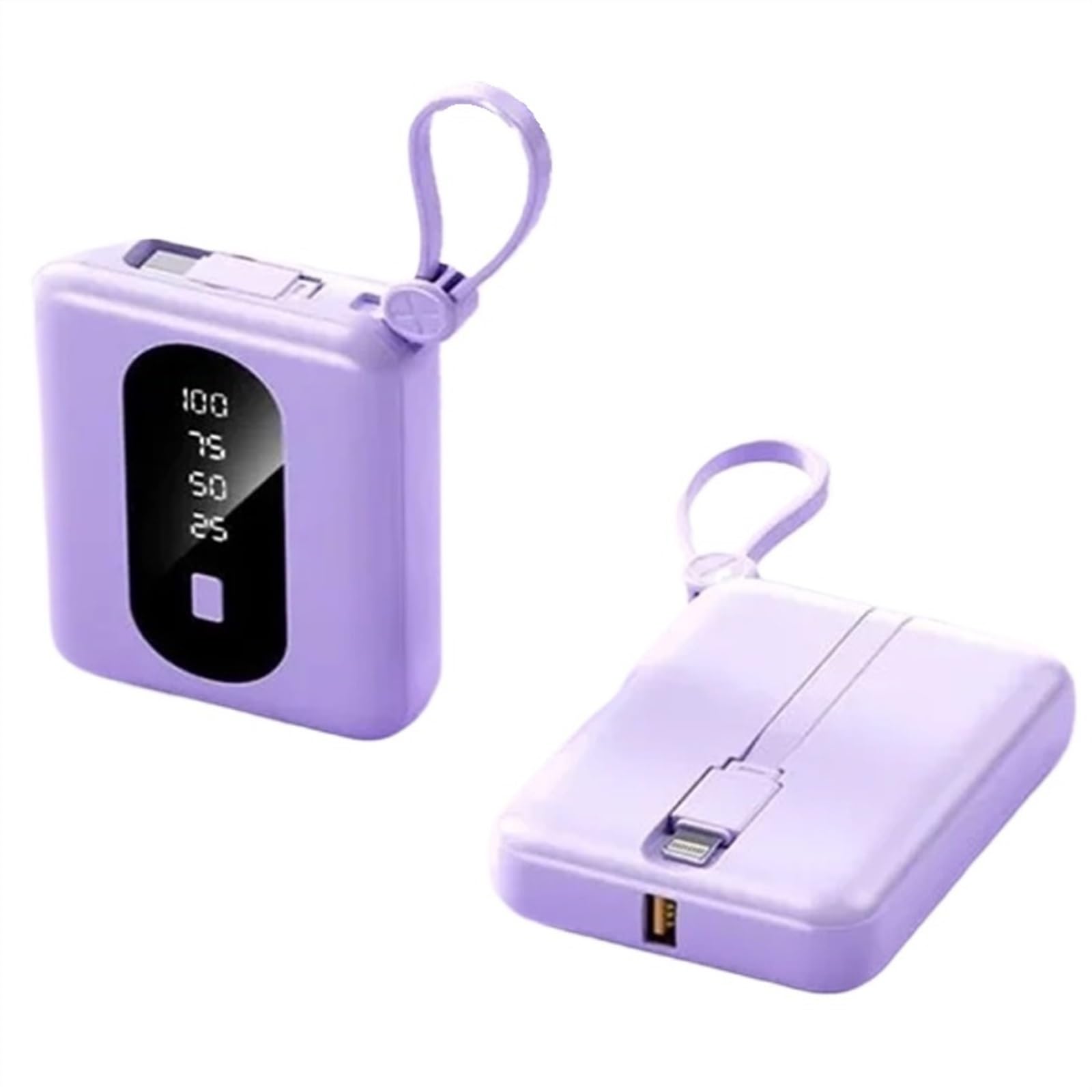 Powerbank O Dużej Pojemności 72W 20000Mah Przenośny Wbudowany Zasilacz Kablowy Szybka Bateria Mobilna Kompatybilny Z IPhonem Kompatybilny Z Samsungiem Kompatybilny Z Xiaomi (Color : Purple, Size : 1