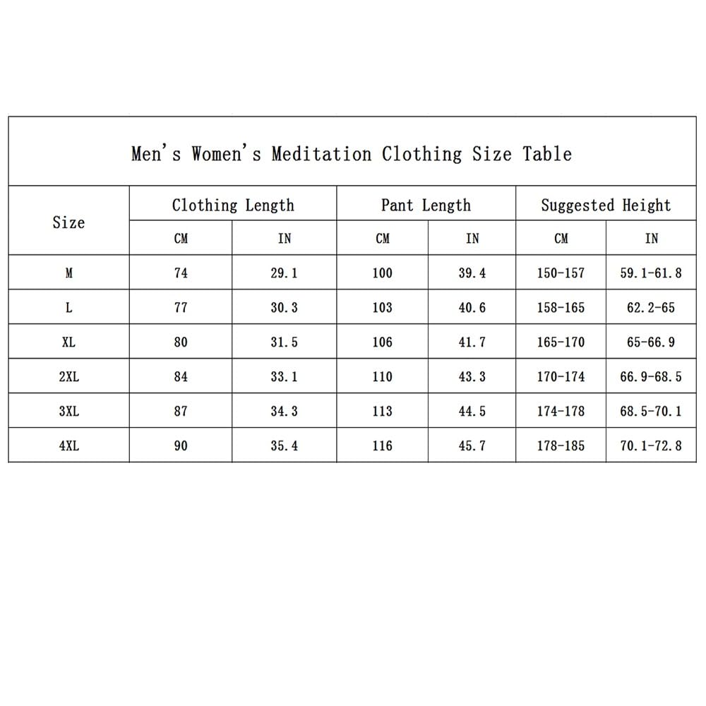 Męski Damski Kostium Mnicha Lato Wygodne Oddychające Medytacja Mnicha Robe Arhat Ubrania(Gray,4XL)