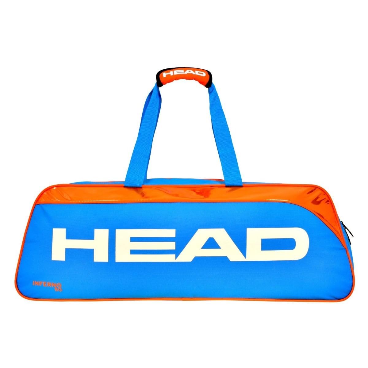 HEAD Polyester Inferno 50 Economical Badminton Kit Bag (Compartment: Single | Capacity: 3 Racquets | Colour: Blue, Orange)