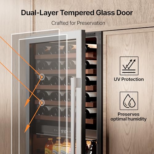 Image of Ca'Lefort 24 Inch Wine & Beverage Center - 112 Can & 40 Bottle | 55-Inch Tall Wine Cellar, Quiet Inverter Compressor, Precise 40-65F Temperature Control, Glide-Out Shelves & Storage Drawer