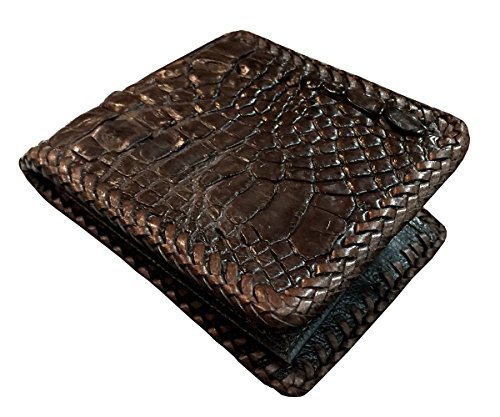 D'SHARK Luxury Crocodile Skin Leather Bi-fold Short Wallet (Dark Brown) - Image 3