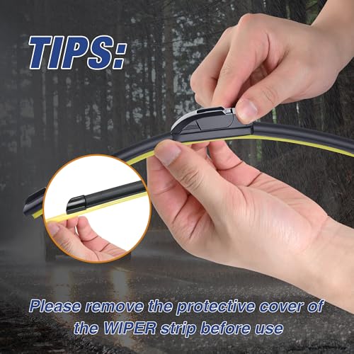 Image of 24 Inch 2 Pack Silicone Wiper Blades Replacement For Ram 1500 2024-2019;Dodge Ram 1500 2008-2002 Ram 2500 2008-2003 Ram 3500 2008-2003; Water Repellent Windshield Wiper Blades