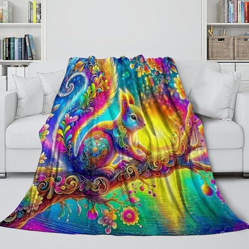 Couverture lit écureuil microfibre chaude plaid grand format