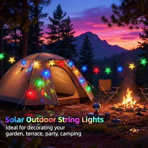 Image of CBK 80 Twinkle Star LED Fairy String Solar Light Silicon LED Bulbs 10 Meter Waterproof 8 Mode Outdoor /Indoor Waterproof Solar Powered Led String Light,Decorations for Garden Yard Balcony(Multi-Colour)