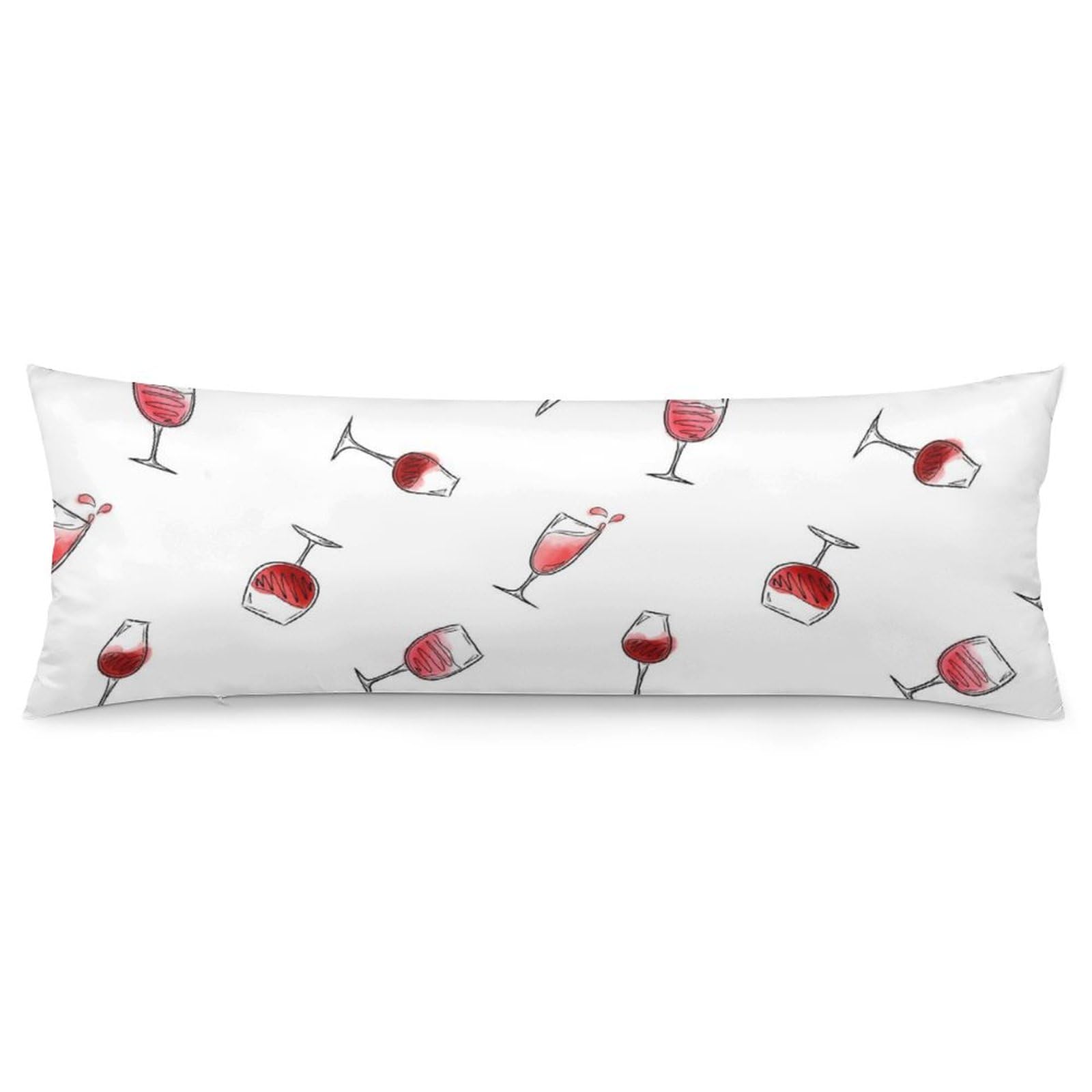 Velumair Red White Wine Body Pillow Cover with Zipper Long Pillow Cases for Body Pillows Rectangle Body Pillow Case for Home Bed Decor 20