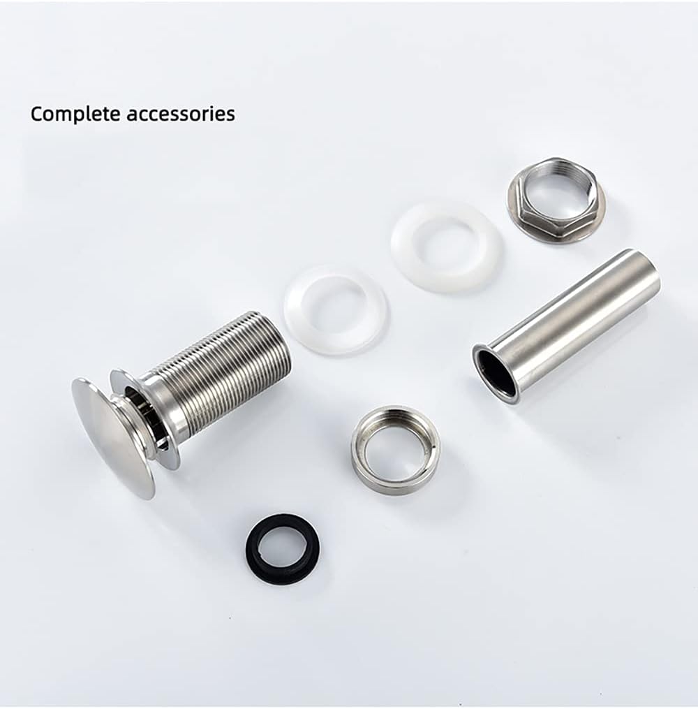 Replacement Sink Plug,Without/with Overflow Thickened Stainless Steel,with Overflow Hole (Color : W (Color : Without Overflow Hole)