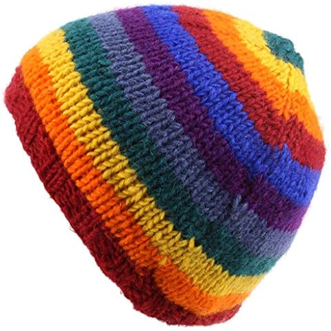 LOUDelephant Wool Knit Beanie hat with Fleece Lining - Rainbow Cover