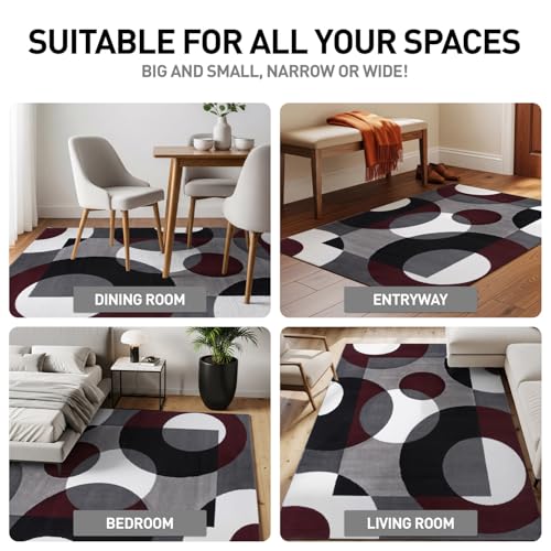 Image of Rugshop Circles Modern Soft Living Room Bedroom Area Rug Burgundy 2' x 3'