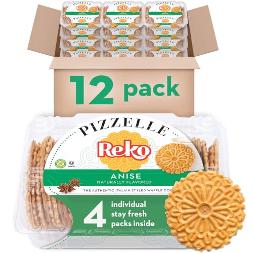 Reko Pizzelle Authentic Italian Style Waffle Cookie, Anise, 7 Ounce (Pack of 12)