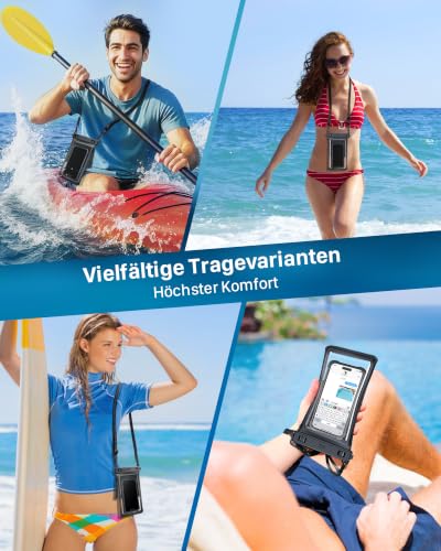 YOSH wasserdichte Handyhülle [3D-Doppeltasche] 1 Stück bis zu 7,5", Schwarz – Ansicht 6