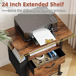 GYIIYUO 2 Drawer File Cabinet 24''W, Mobile Filing Cabinet, Printer Stand — photo 4 of 6